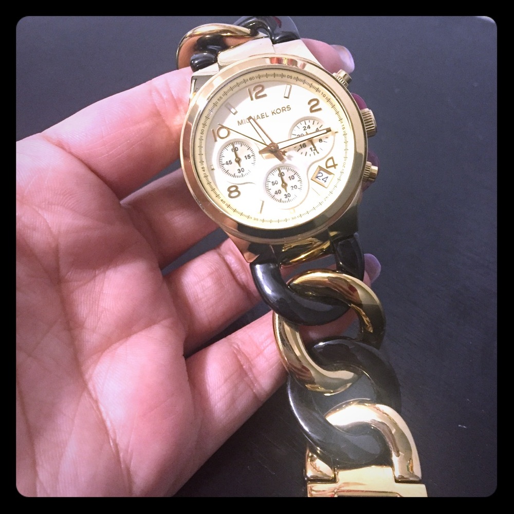 💫MK Gold & Black Chain Watch